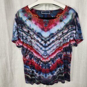 Cosmic Confetti: Embellished Womens Crewneck Top size Large